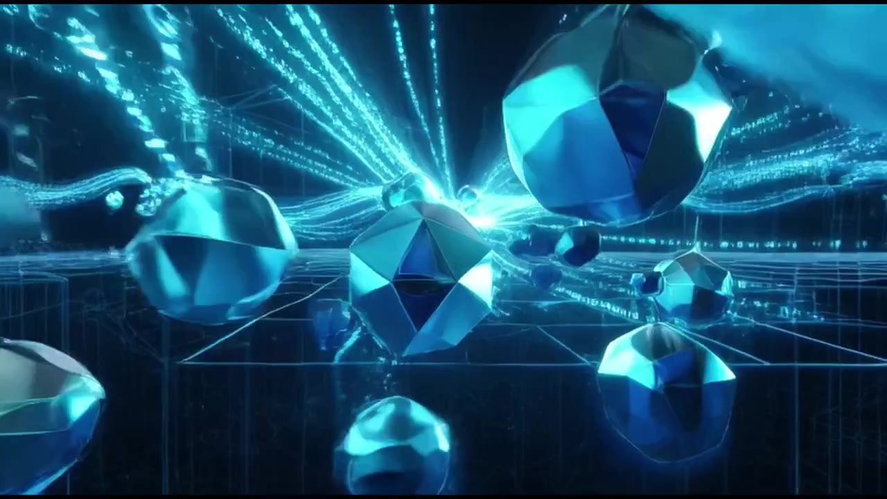 Abstract Digital Data Flow with Geometric Spheres in Virtual Cityscape