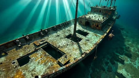 rusty underwater shipwreck