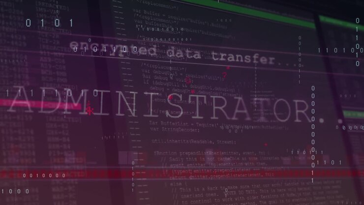 Animation of computer language and texts over binary codes against graph and abstract interface