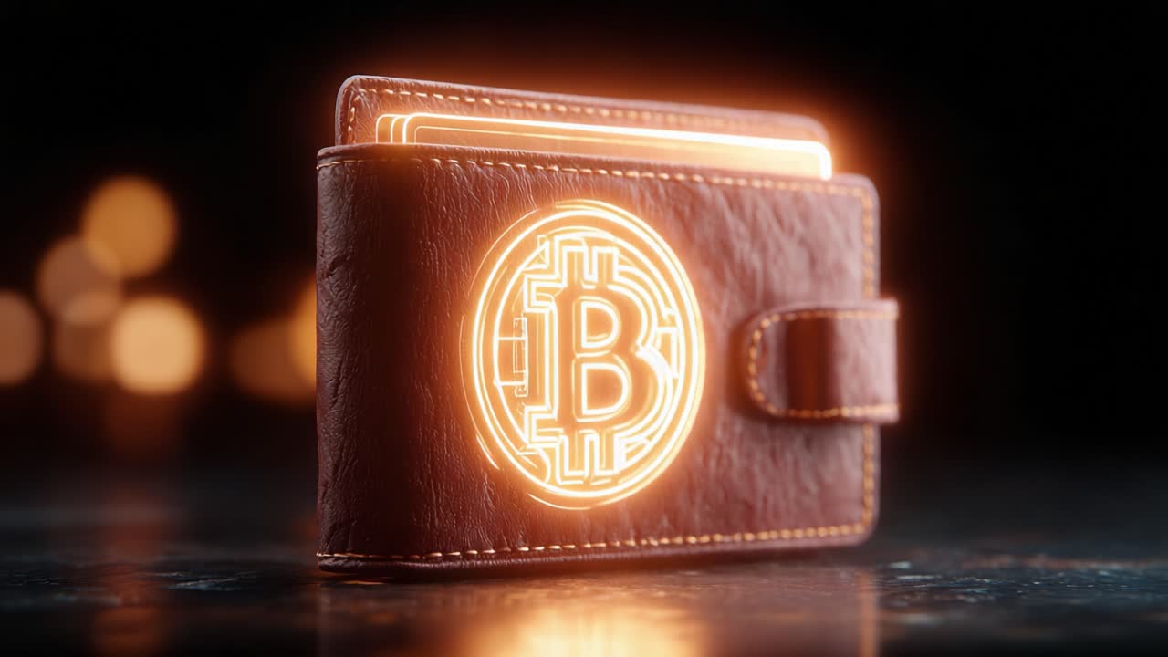 A Detailed Look at an Elegant Bitcoin Wallet with a Glowing Logo Showcasing the Fusion of Technology and Craftsmanship in Digital Finance