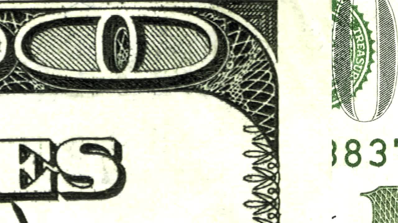 미국 100달러 지폐를 빠르게 스캔하는 카메라 - 원활한 루핑