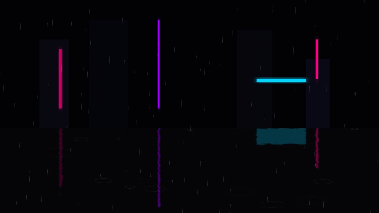 Minimalist Abstract Cityscape with Rain and Neon Reflections