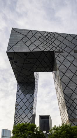 timelapse of the beijing city skyline from a high vantage point in vertical