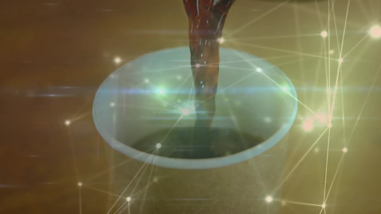 animación de la red de conexiones sobre una taza de café