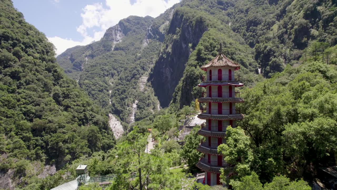 Aerial view of Xiangde Temple in Taroko National Park, Hualien county district, Taiwan