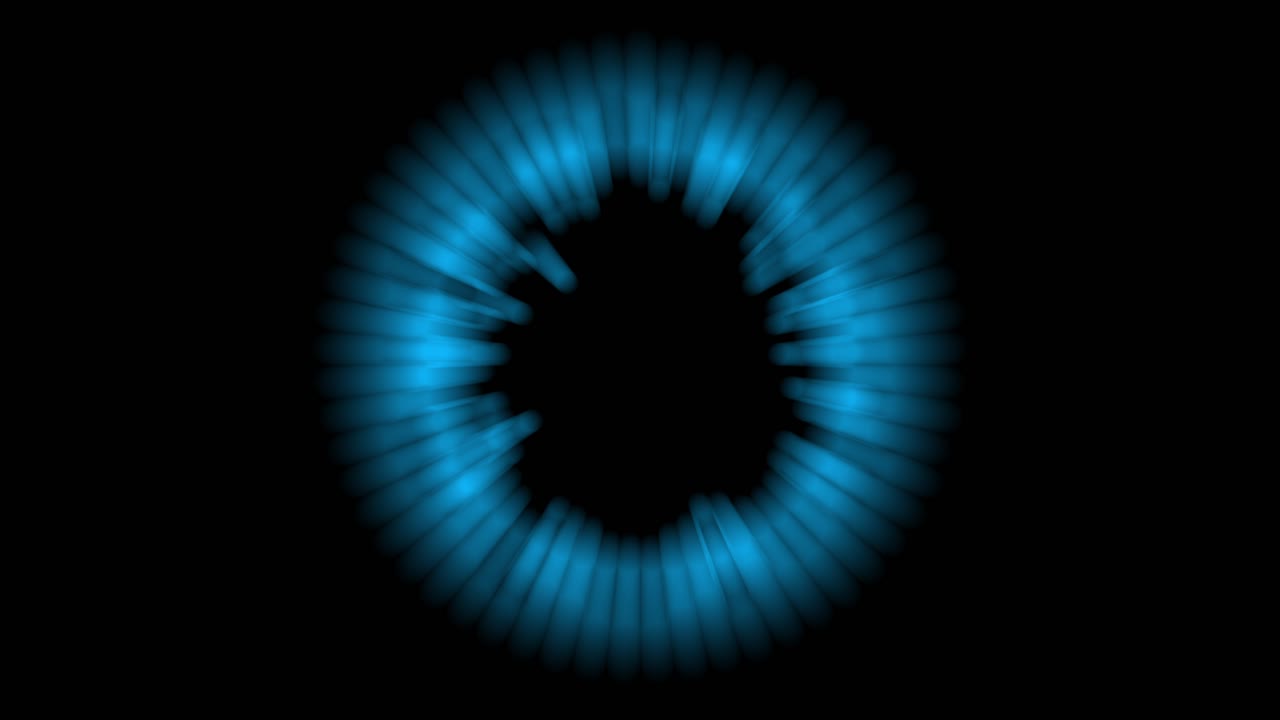 Soft, glowing blue ring of light pulses and shifts on black background. Abstract visual ideal for wellness, meditation, science, or technology concepts. Seamlessly looped Visual effects VFX