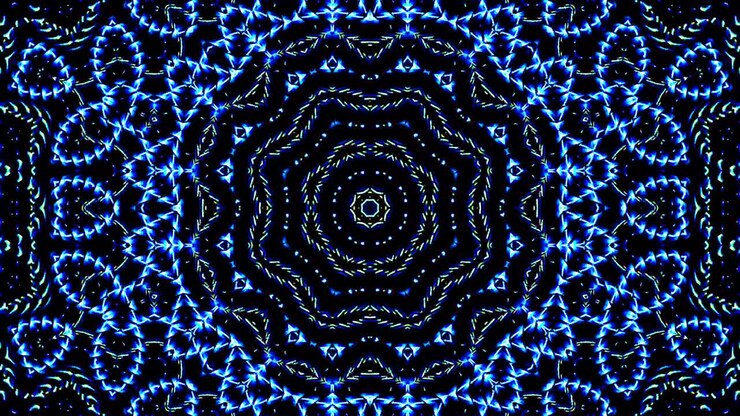 shining bright lines set blue wave motion, colorful, on black background