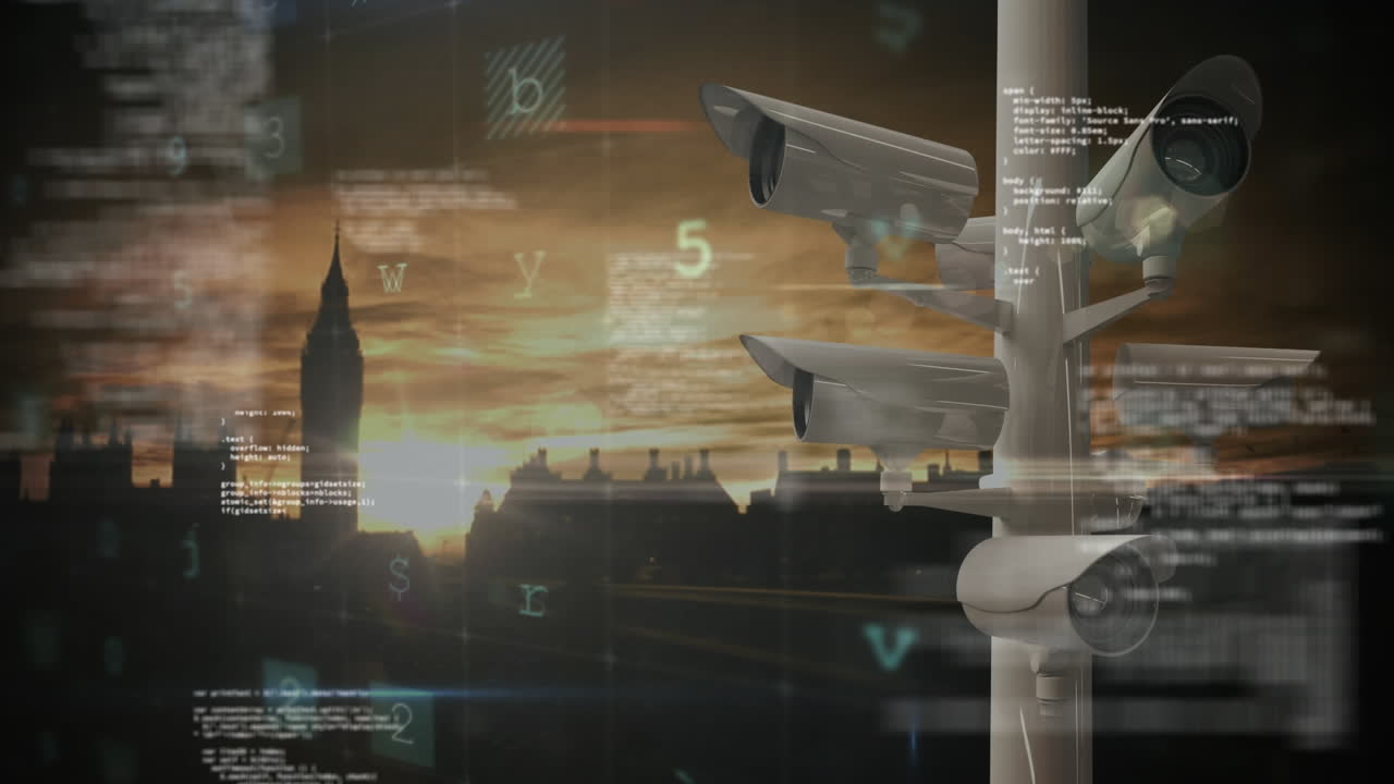 Telecamere di sorveglianza in una città