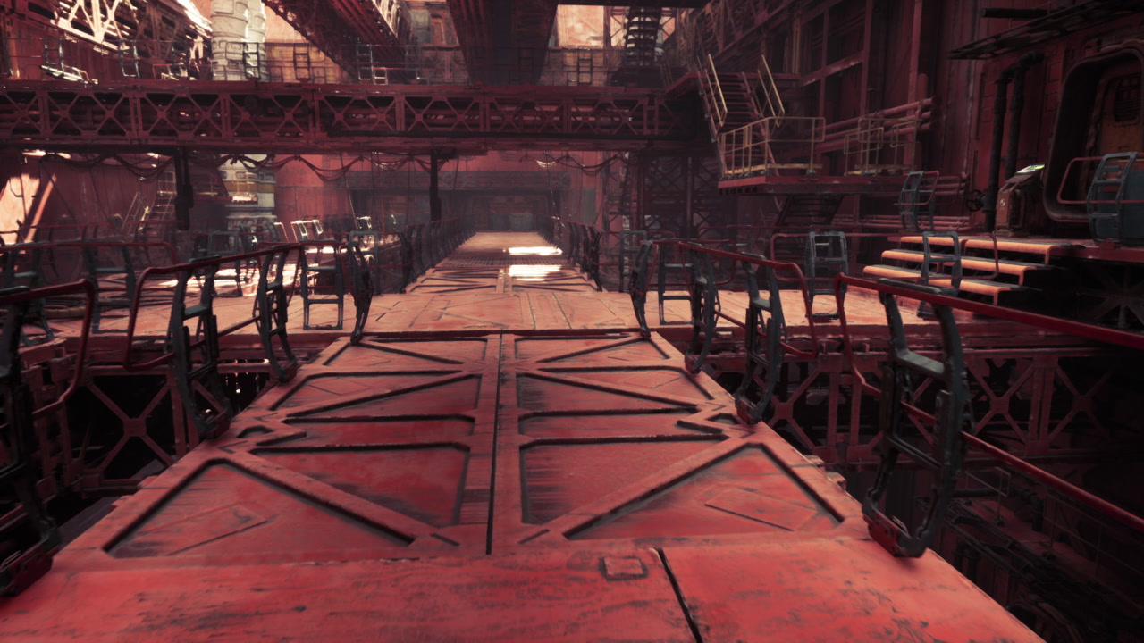 Active control corridor with industrial equipment and panels