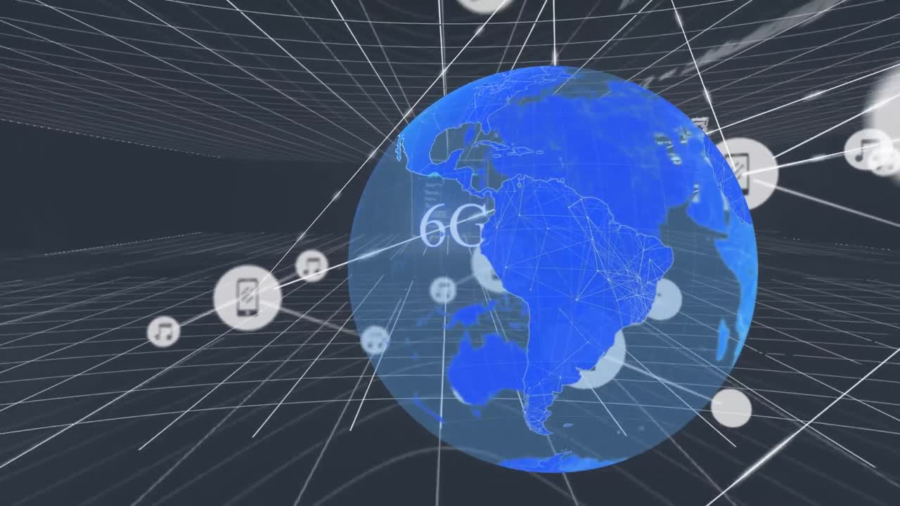 анимация сети соединений по всему миру