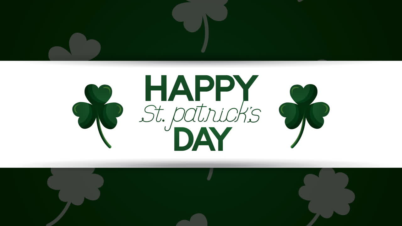 st patricks day animated card with clovers leafs and lettering