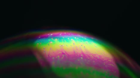 close-up view of a rainbow-colored soap bubble with smoothly rotating color levels, canada.