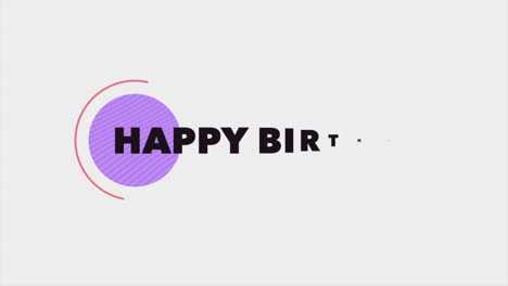 celebrating with joy a purple outlined circle with happy birthday text inside