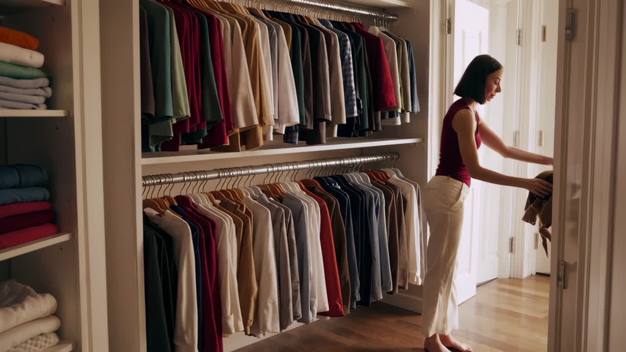 옷장을 정리하는 여자