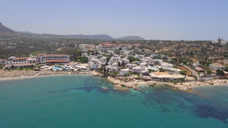 the touristic city hersonissos on crete. aerial shot