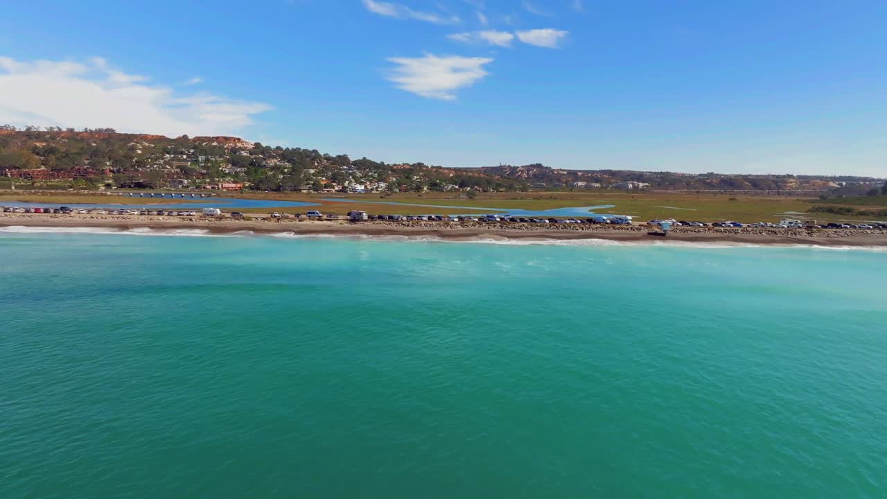 Calm Blue Sea, Beach And Los Pe&ntilde;asquitos Marsh Natural Preserve And Lagoon In San Diego, California, USA