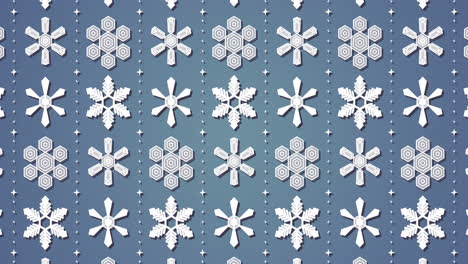 animation of white snowflake pattern on blue background