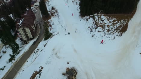 aerial view of the tourist sport, ski area and recreational resort on the mountain jahorina, bosnia and herzegovina