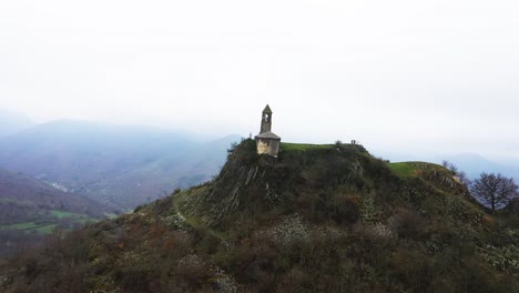 aerial of chapelle notre-dame du mont carmel de saurier, auvergne, france