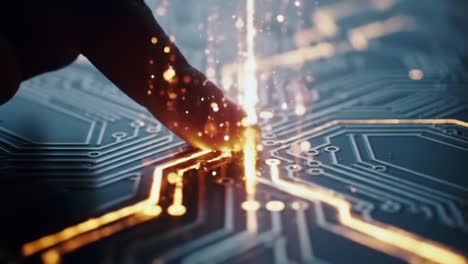 exploring the intricate world of circuitry: an engaging journey through the complex patterns and luminescence of modern technology in two frames