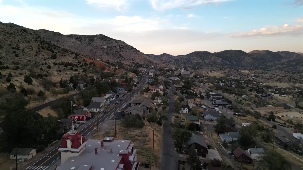 Virginia City Nevada Downtown Drone Aerial