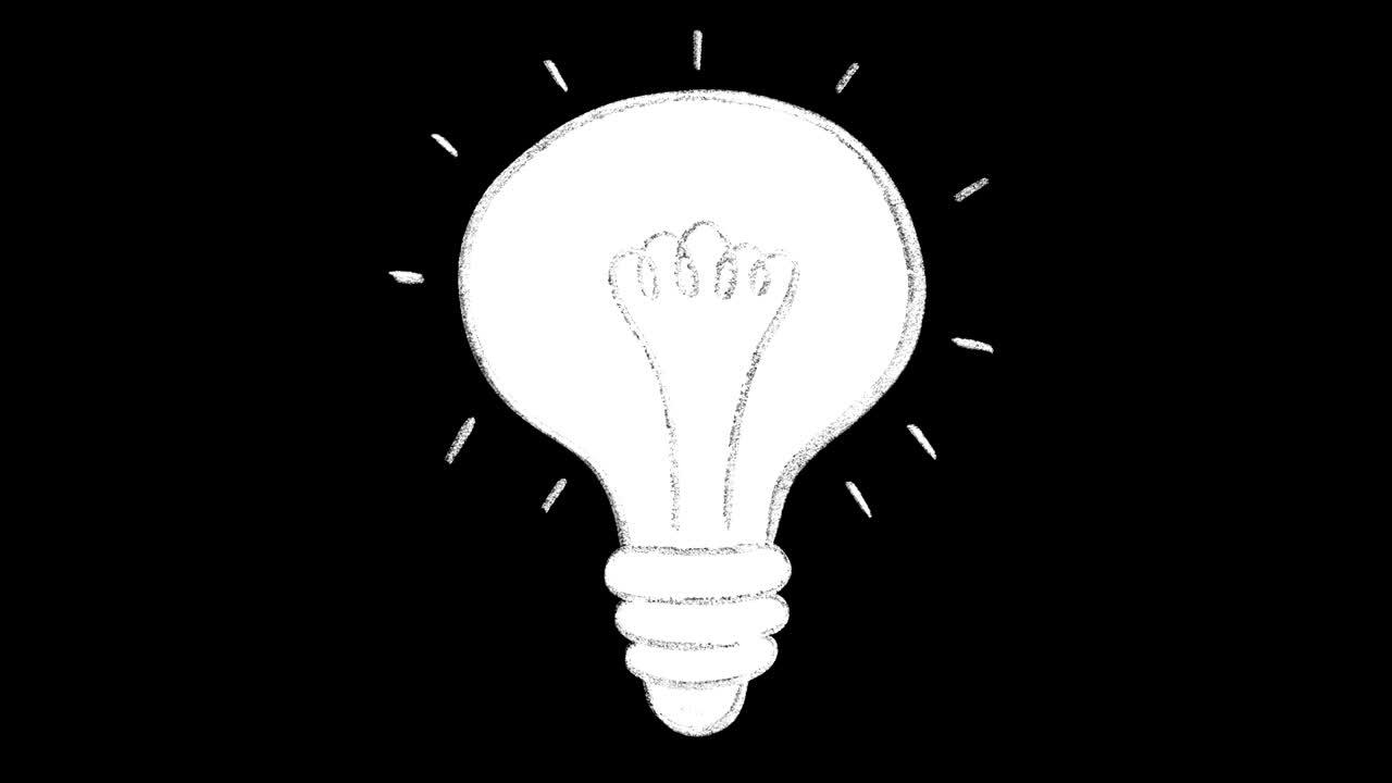 animación dibujada a mano de la bombilla con canal alfa