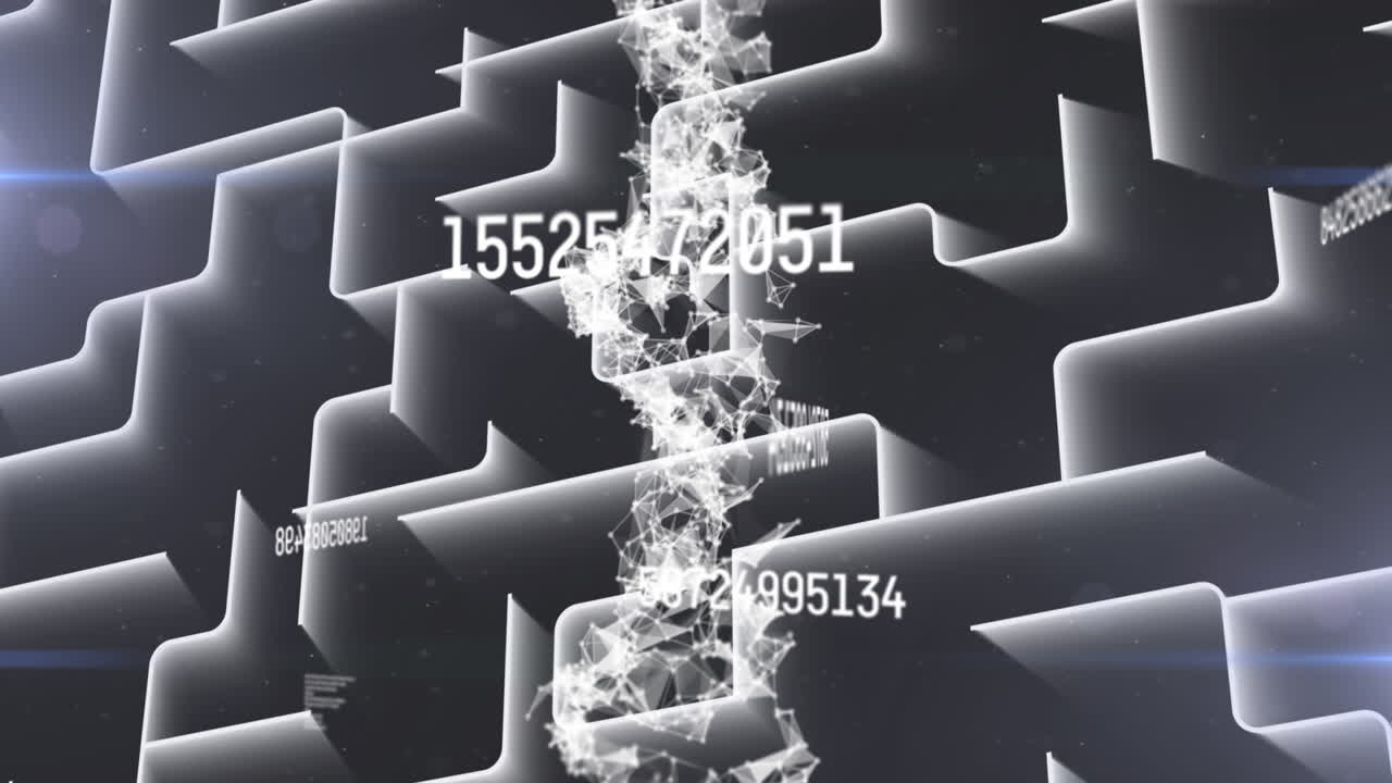 ⁇ 색 선 위에서 회전하는 dna 가닥의 애니메이션