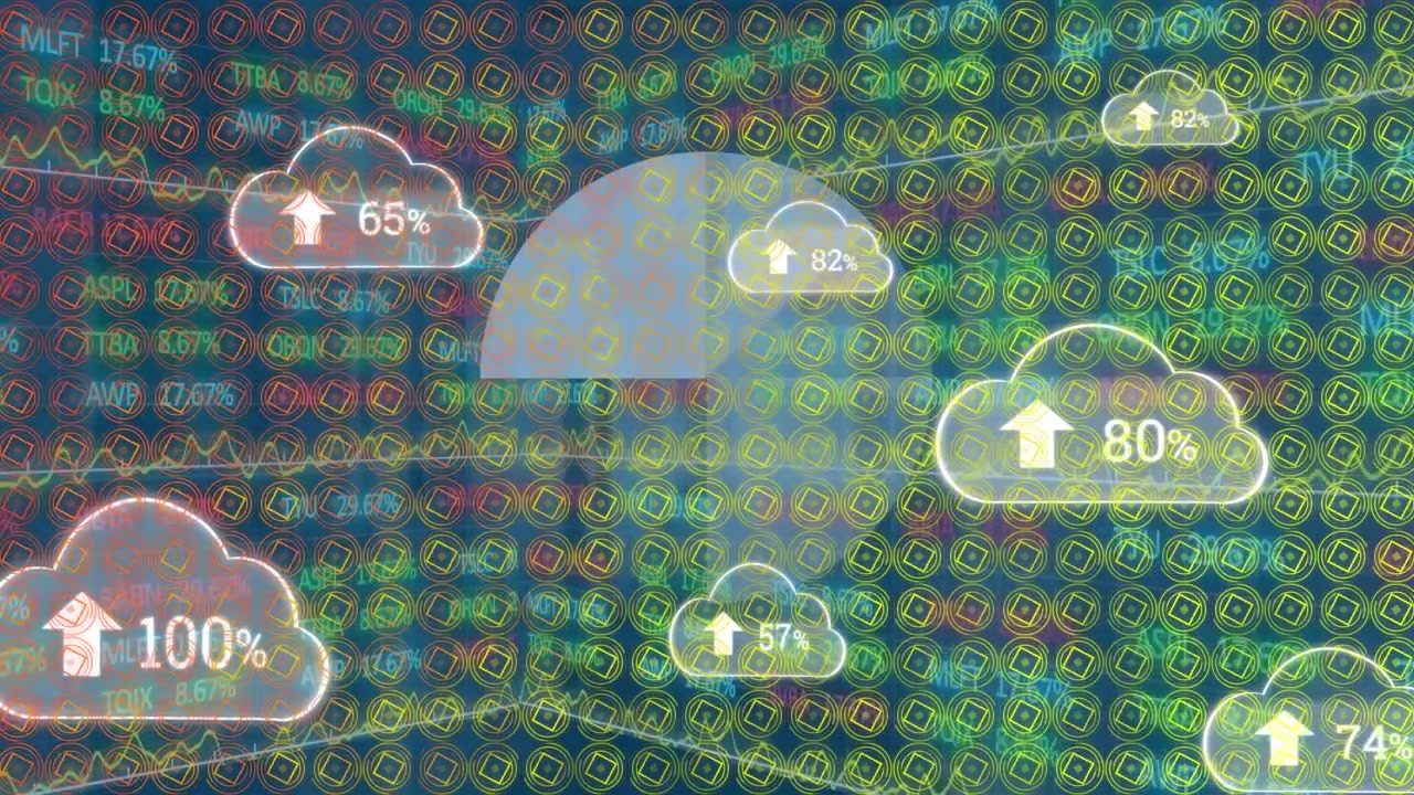 Animation of falling covid cells over globe and grid