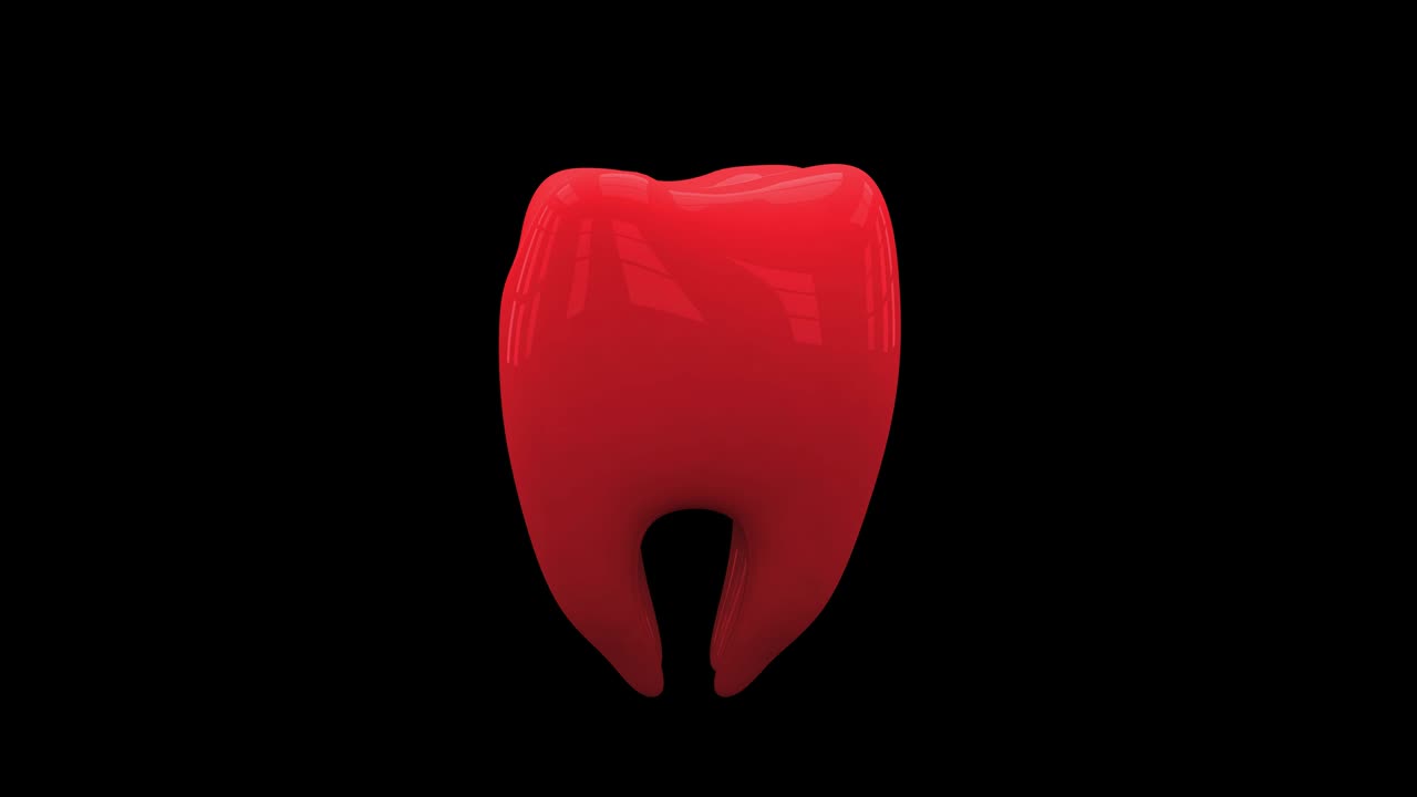 el bucle de dientes rojo gira sobre un fondo negro