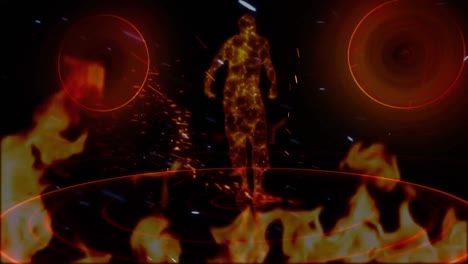 animation of male dancer prototype in fake fire