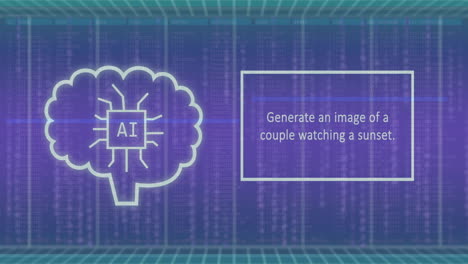 animation of ai brain and data processing over grid