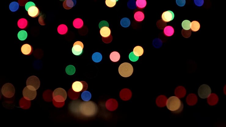 bokeh background. Blinking Garland Multicolored Abstract Blurred Background