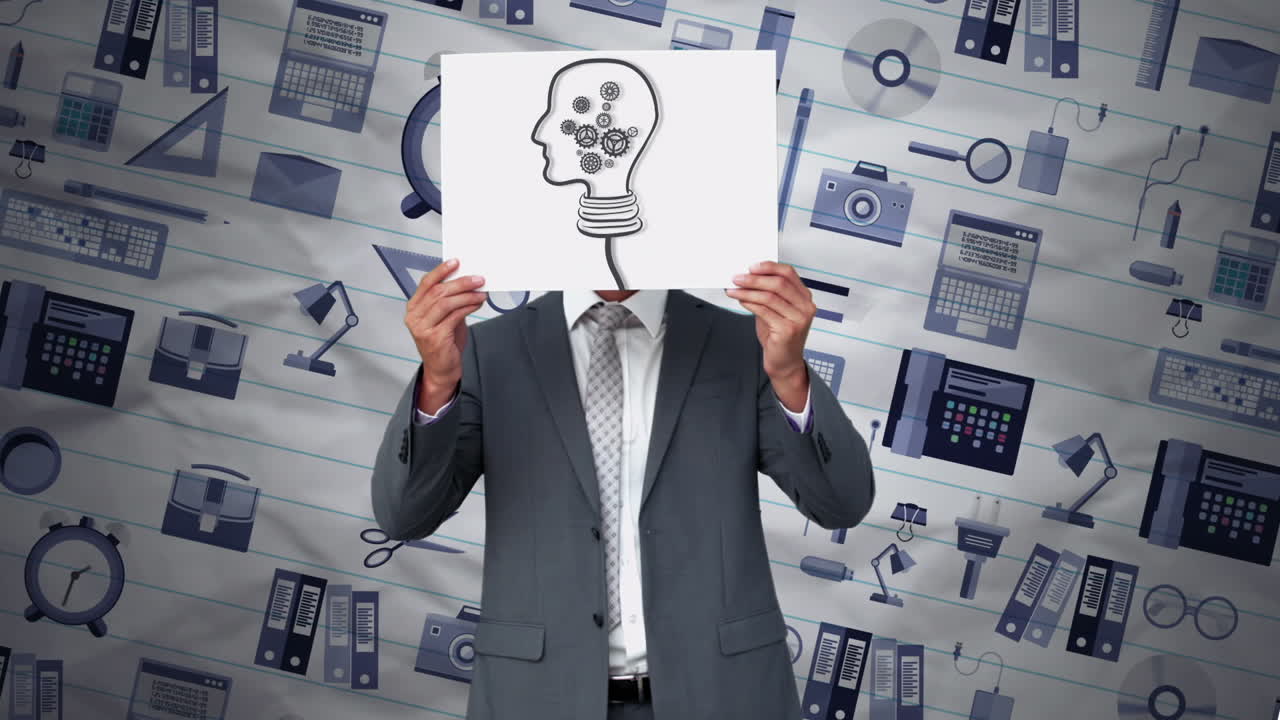 бизнесмен с анимацией лампочки на лице