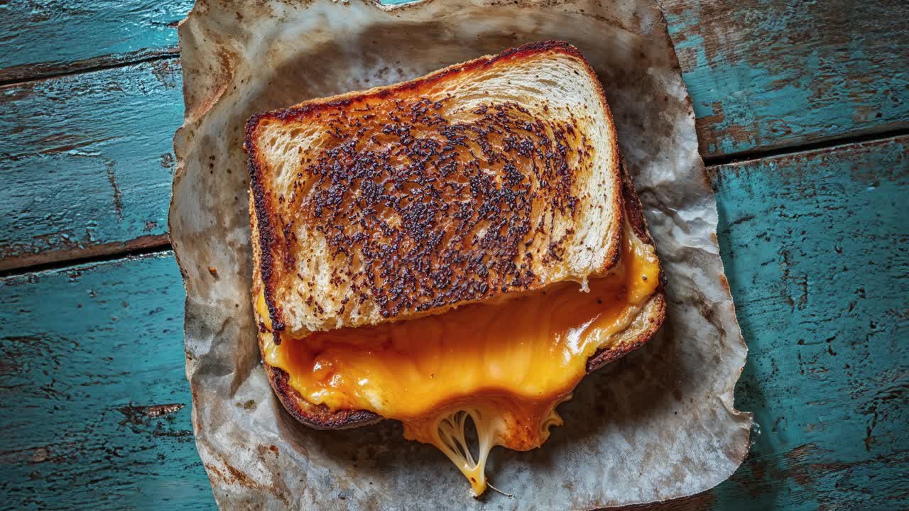 un sándwich de queso perfectamente asado con queso derretido