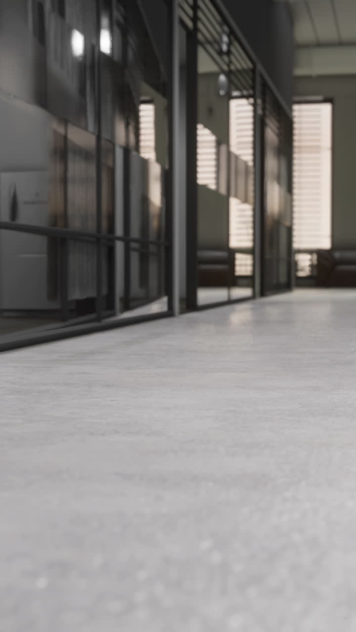 Pasillo moderno con ventanas grandes y diseño minimalista en espacio interior