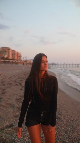 woman at sunset beach