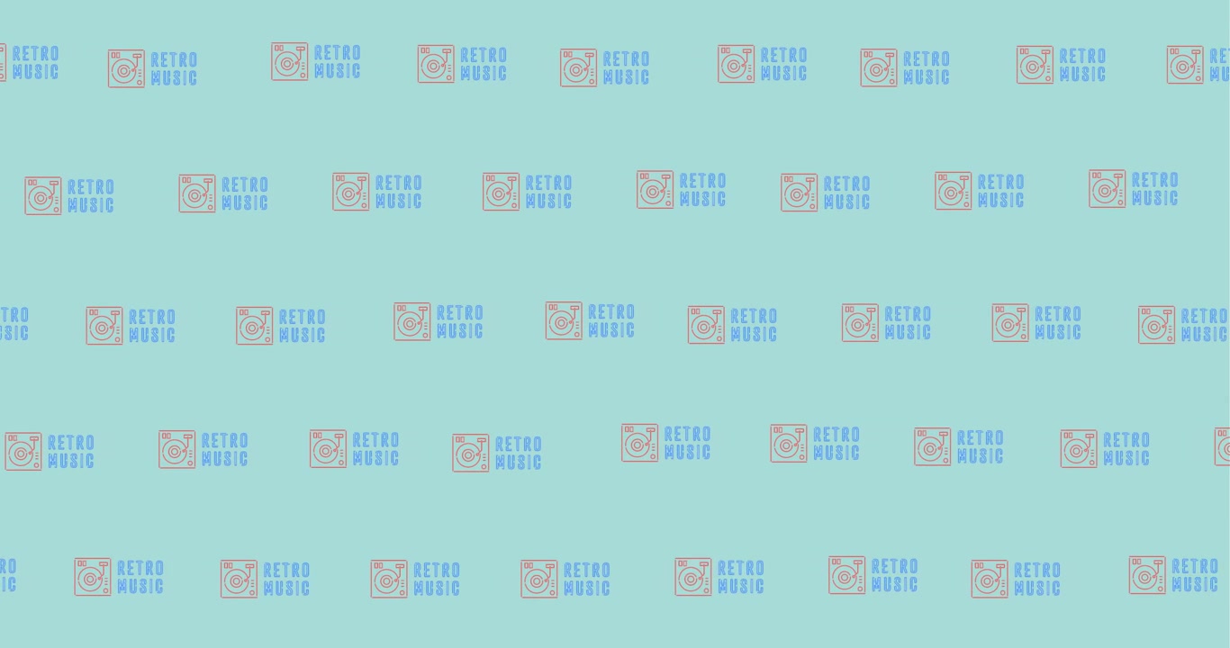 Animation of multiple retro music text over blue background