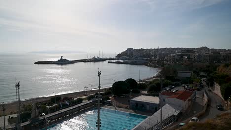 Vista-Al-Mar-Desde-Neo-Faliro,-Grecia.