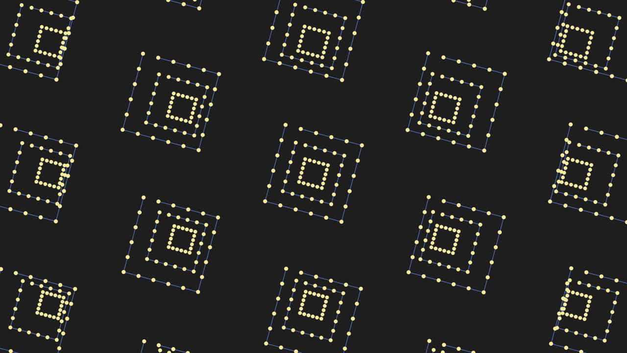 patrón digital de cubos de arco iris sin costuras con puntos de neón en degradado negro