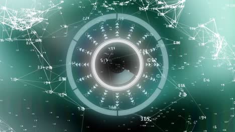 animación de la red de conexiones y el radar sobre fondo verde