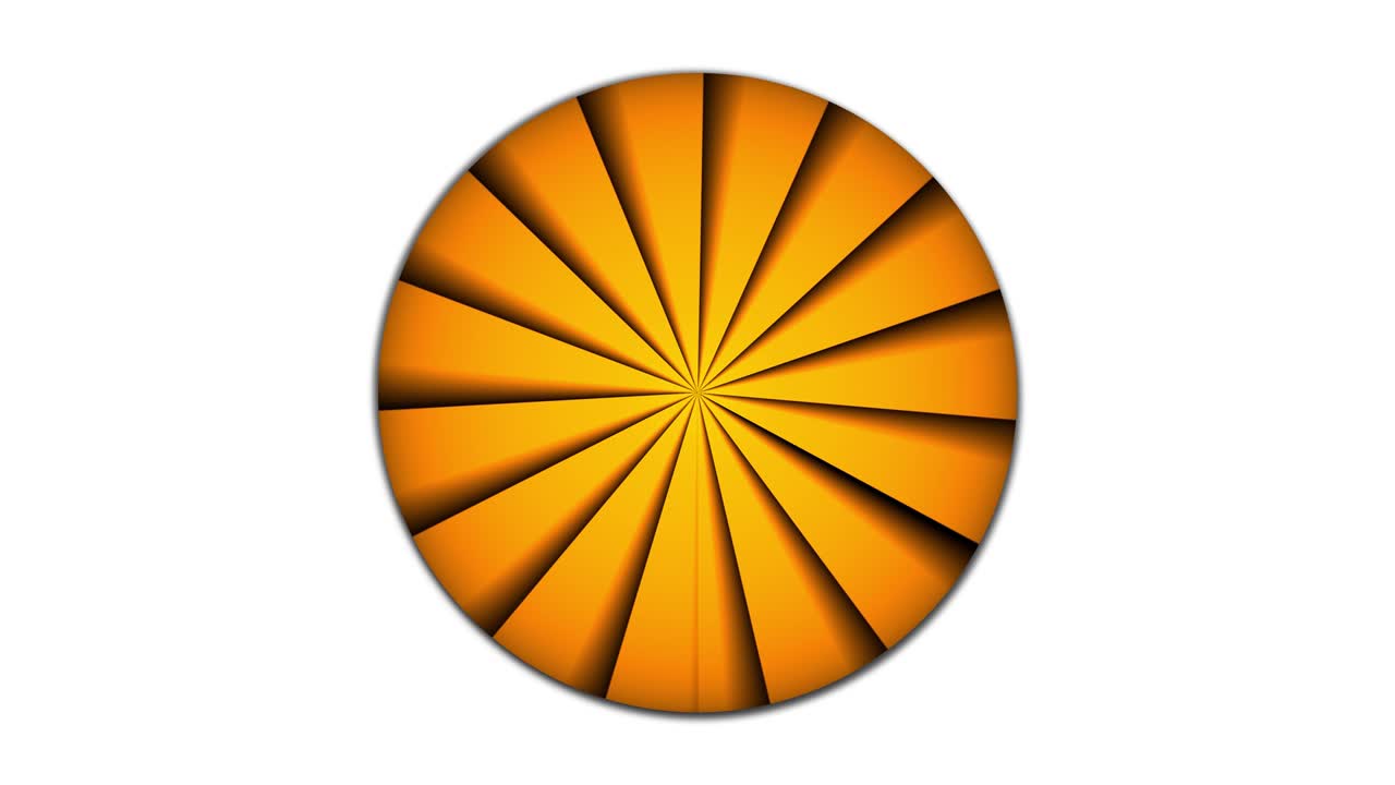 esfera abstracta en movimiento. esfera de color naranja animación giratoria. línea de rayas de color narenja unida a la esfera.