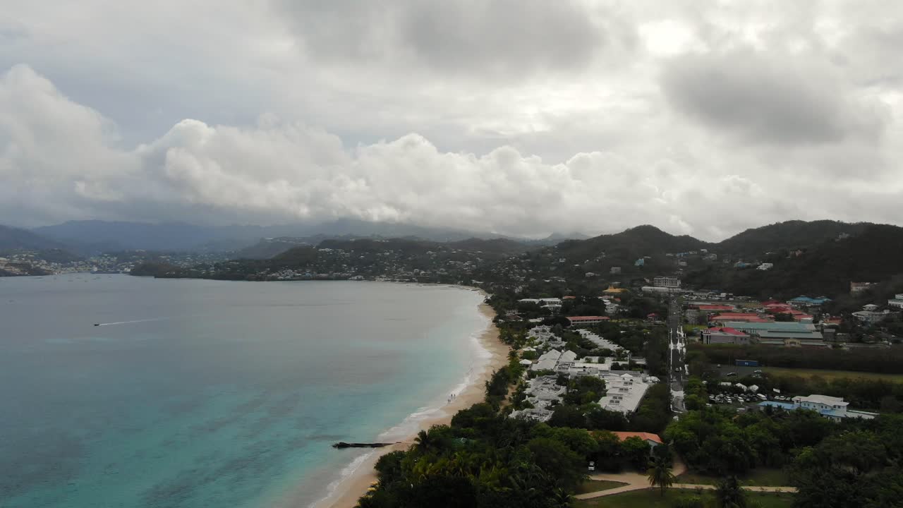 playa tropical en el mar del caribe, granada establecedor aéreo