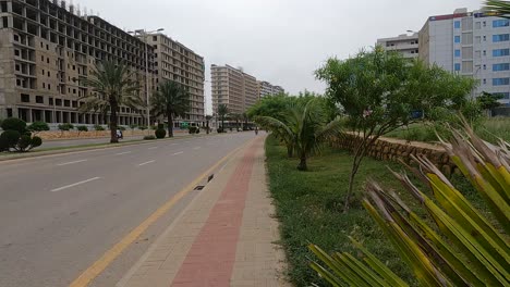 View-Along-Highway-Road-Beside-Developments-At-Bahria-Housing-Development-In-Karachi