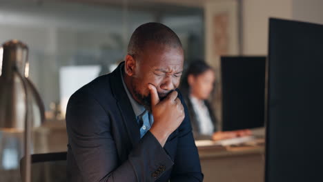 Night,-office-and-business-man-yawning