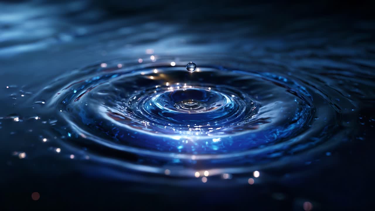 Captivating Ripples: Exploring the Dance of Water Droplets and Their Reflections on a Serene Surface, Creating an Enchanting Visual Symphony