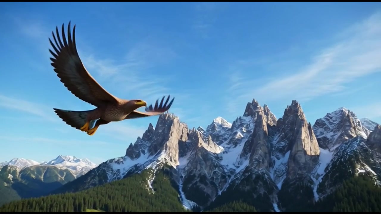 L'aquila maestosa sorvola le cime delle montagne innevate