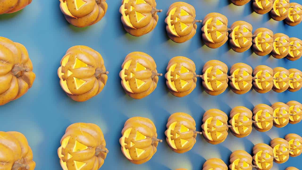 파란색 배경에 할로윈 호박 장식 패턴