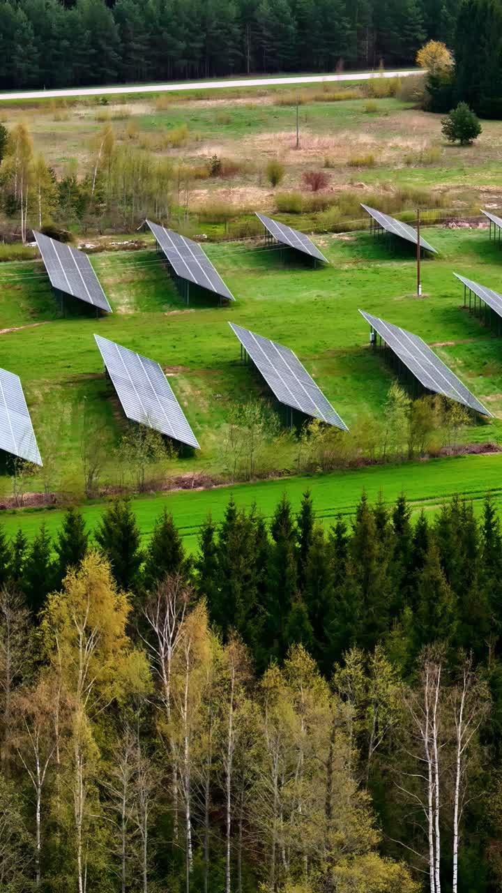 Photovoltaic Solar Panels Producing Renewable Energy - Vertical Shot