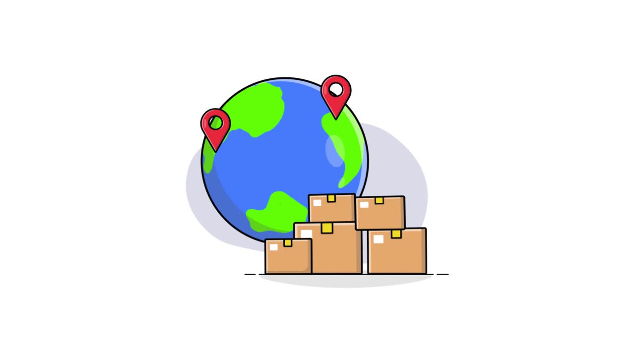 Global Delivery and Shipping Logistics with Earth and Boxes