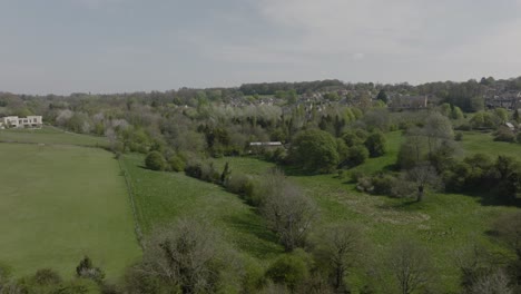 cotswold town edge, chipping norton, aerial view, spring season